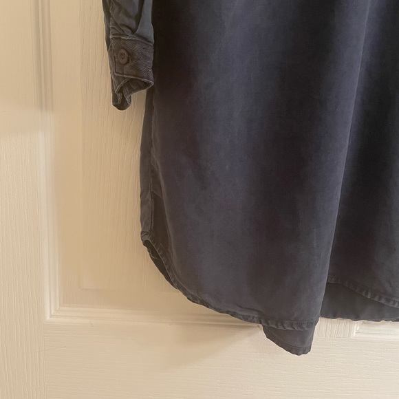 BELLA DAHL Navy Blue Dress with Lace Up Detail and Roll Up Sleeves - Picture 6 of 11